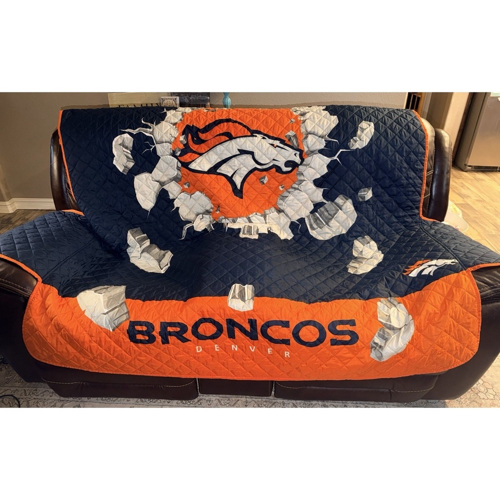 NFL Denver Broncos Sofa Furniture Throw Cover 75x110 Quilted Polyester Pegasus